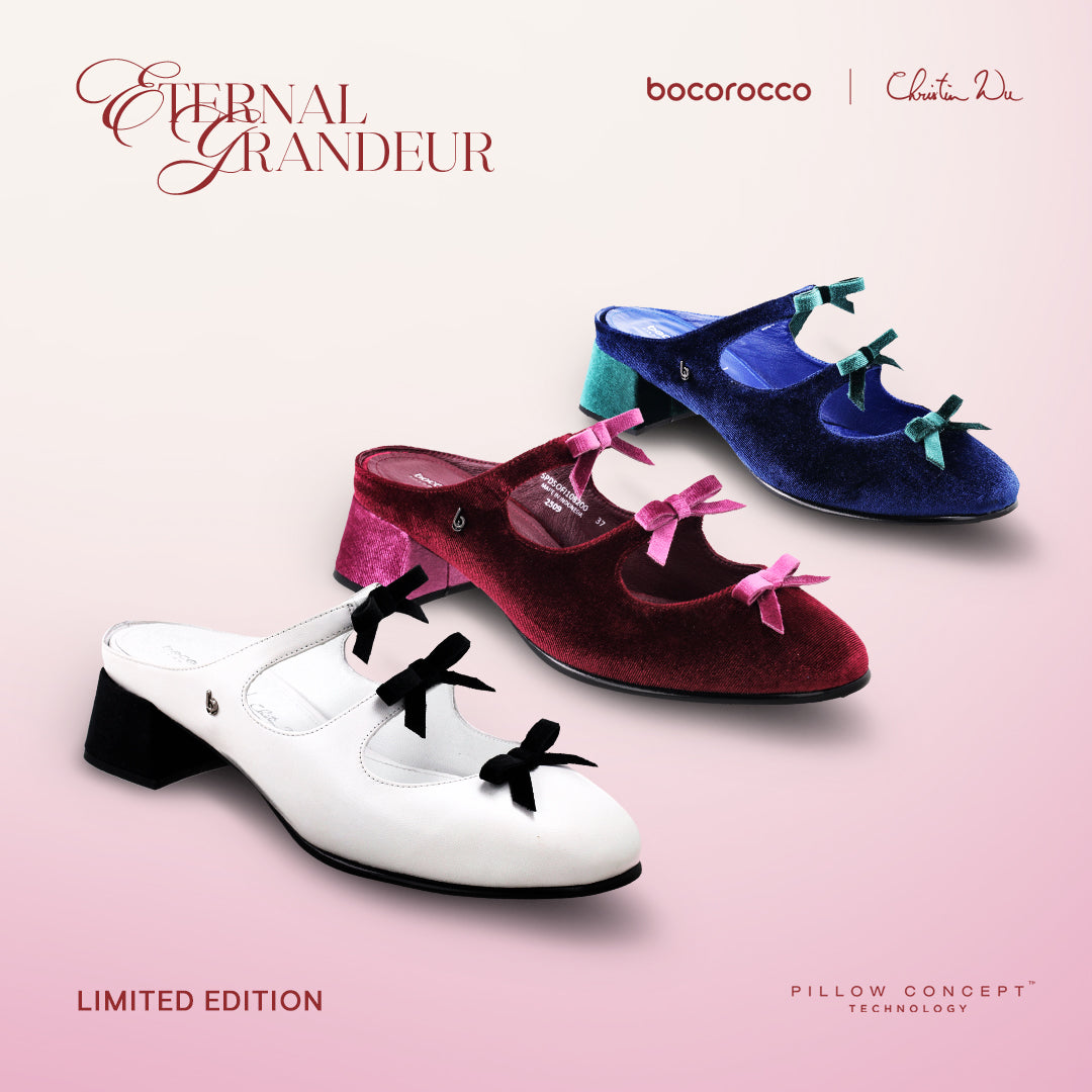 Bocorocco x Christin Wu D. Sofia 08 108 - Sepatu Beludru Velvet Mule Round Toe Pita Wanita Kulit Kambing - Nyaman & Halal