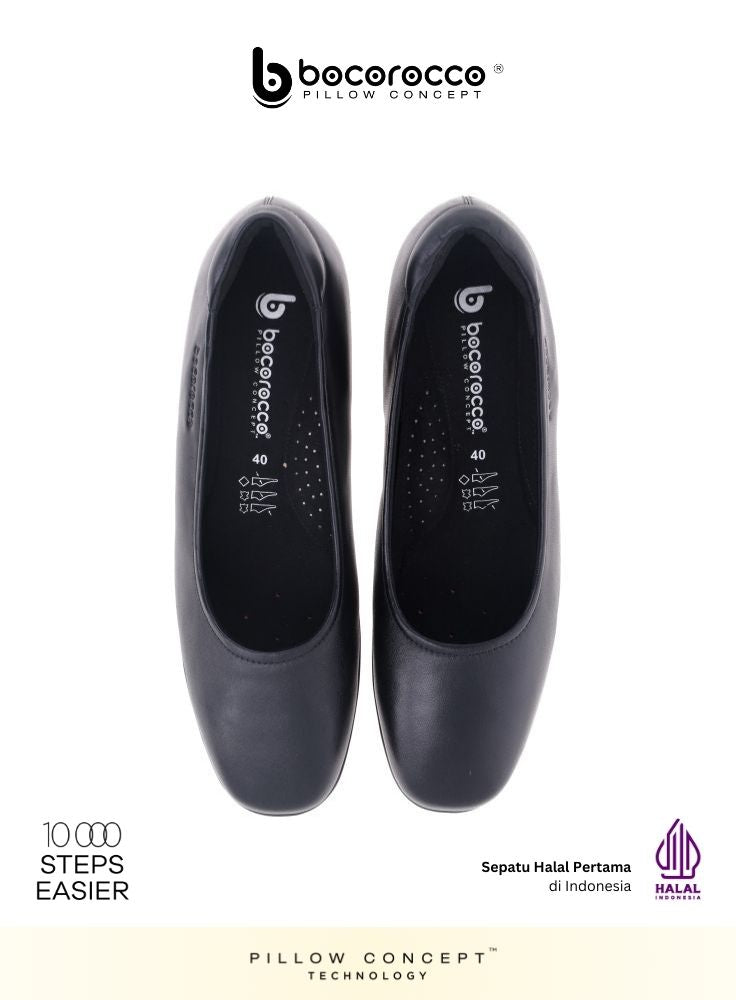 D. Arabela 99 Nero - Wedges Kulit Asli Hitam Polos