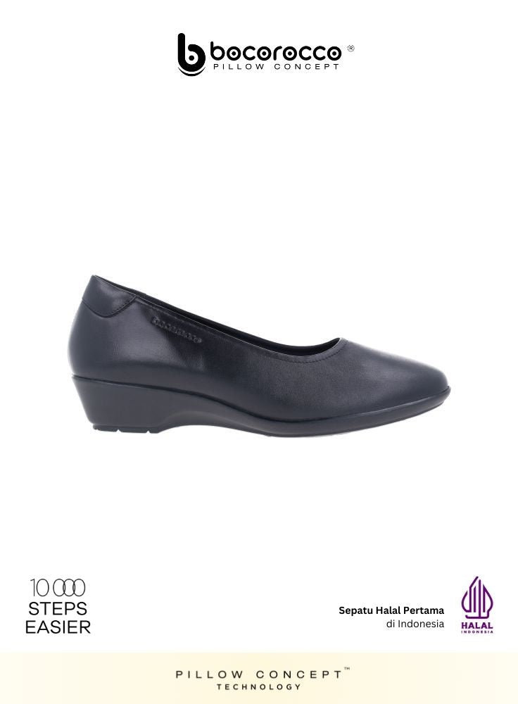 D. Arabela 99 Nero - Wedges Kulit Asli Hitam Polos