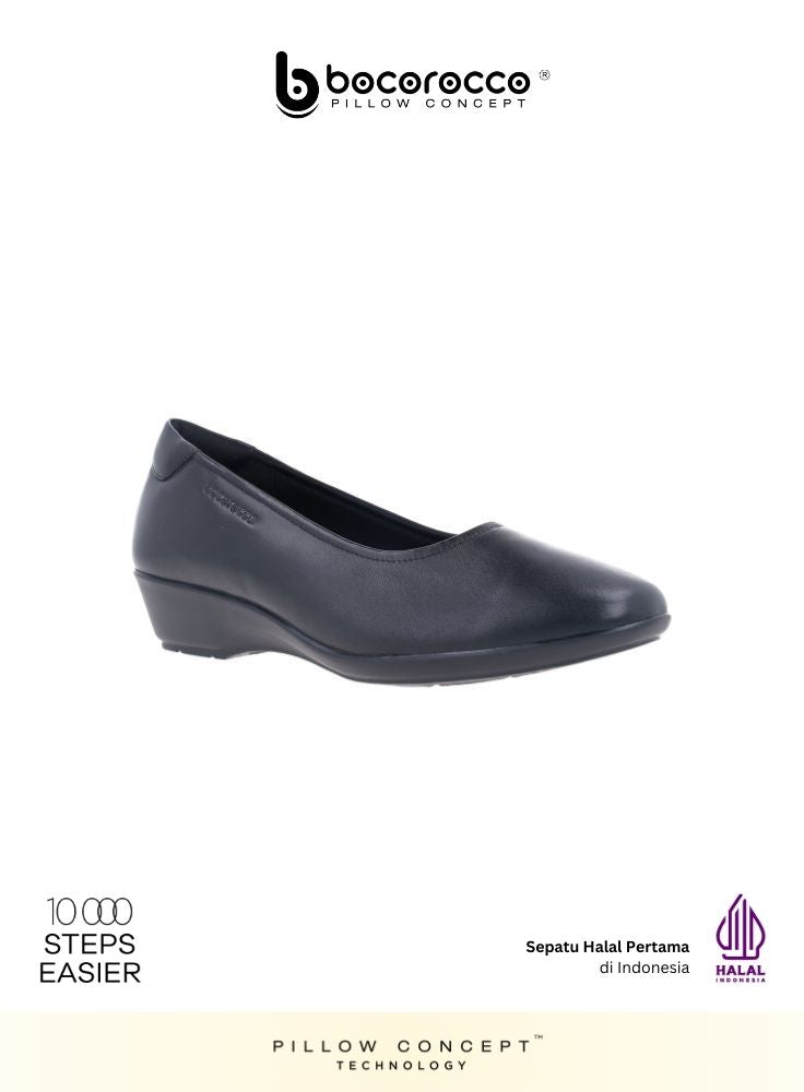 D. Arabela 99 Nero - Wedges Kulit Asli Hitam Polos