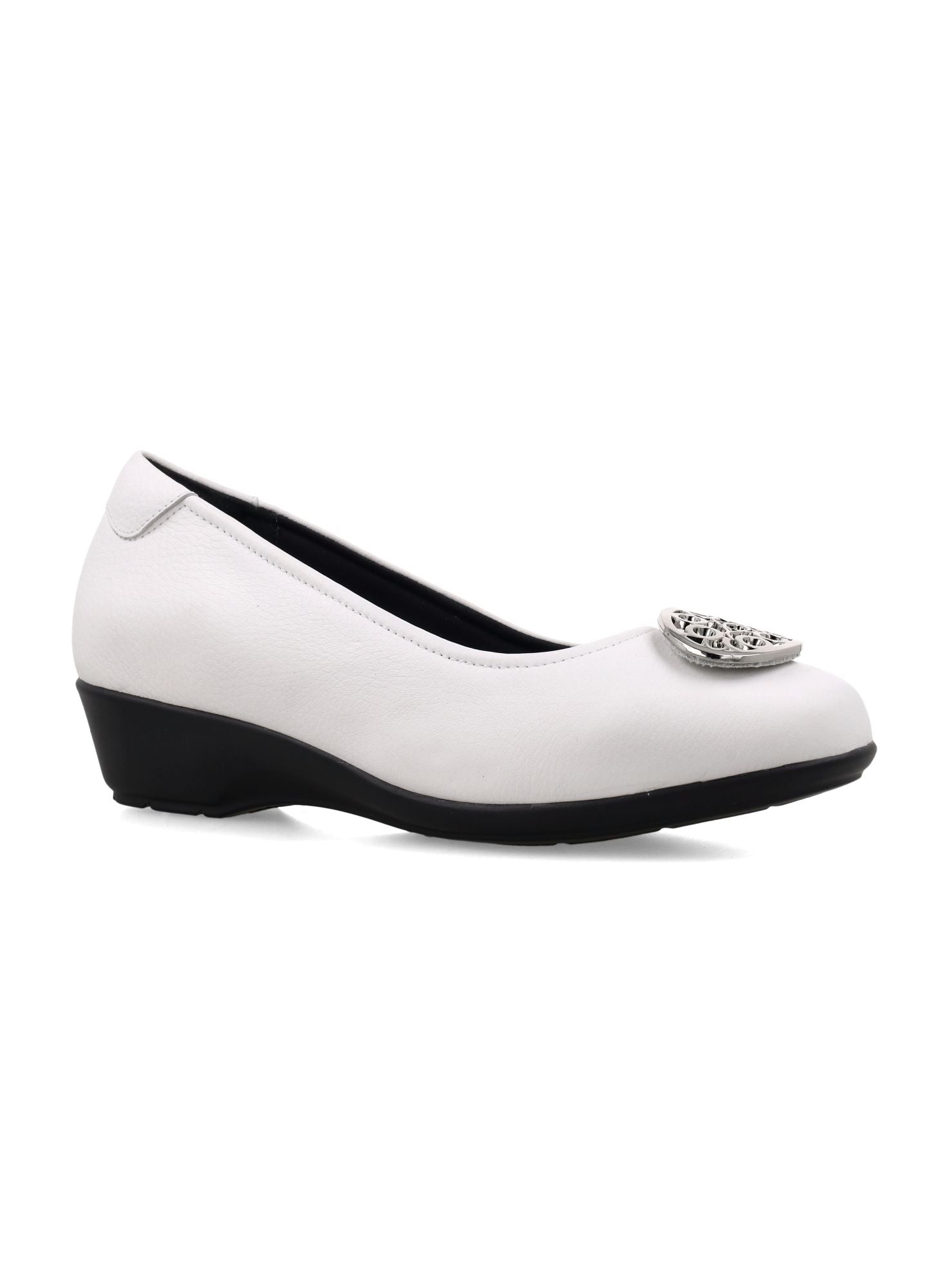 D. Arabela 08 Bianco - Wedges Kulit Asli warna Putih