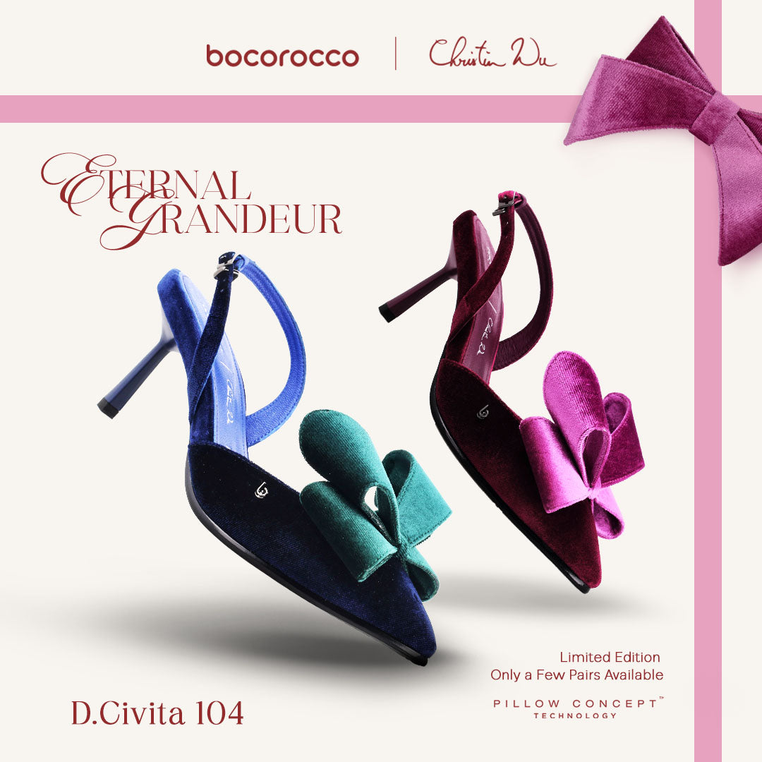 Bocorocco x Christin Wu D.Civita 104 - Sepatu Heels Velvet Toe Sling Back Pita - Nyaman & Halal