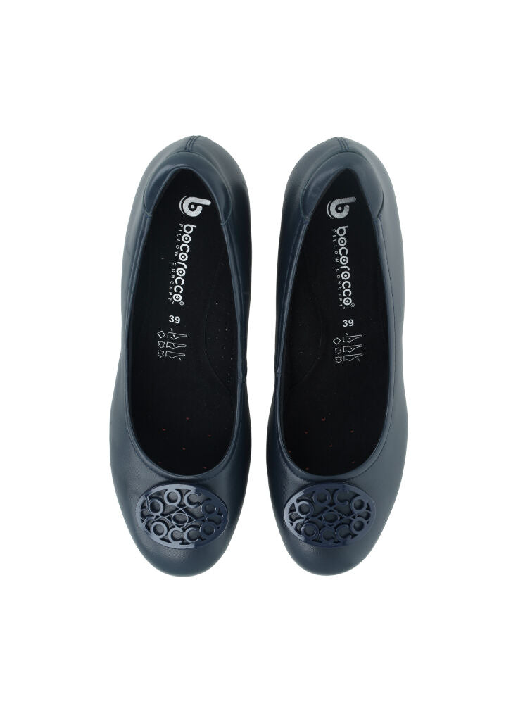 Bocorocco D. Bologna 199 Navy - Wedges Kulit Asli Warna Hitam