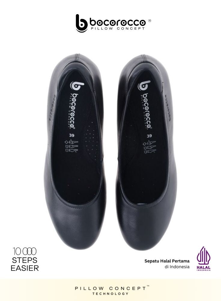 D. Bologna 99 Nero - Wedges Kulit Asli Hitam