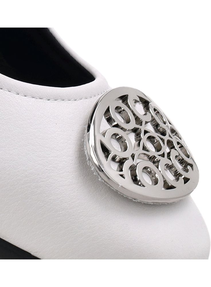 D. Arabela 08 Bianco - Wedges Kulit Asli warna Putih