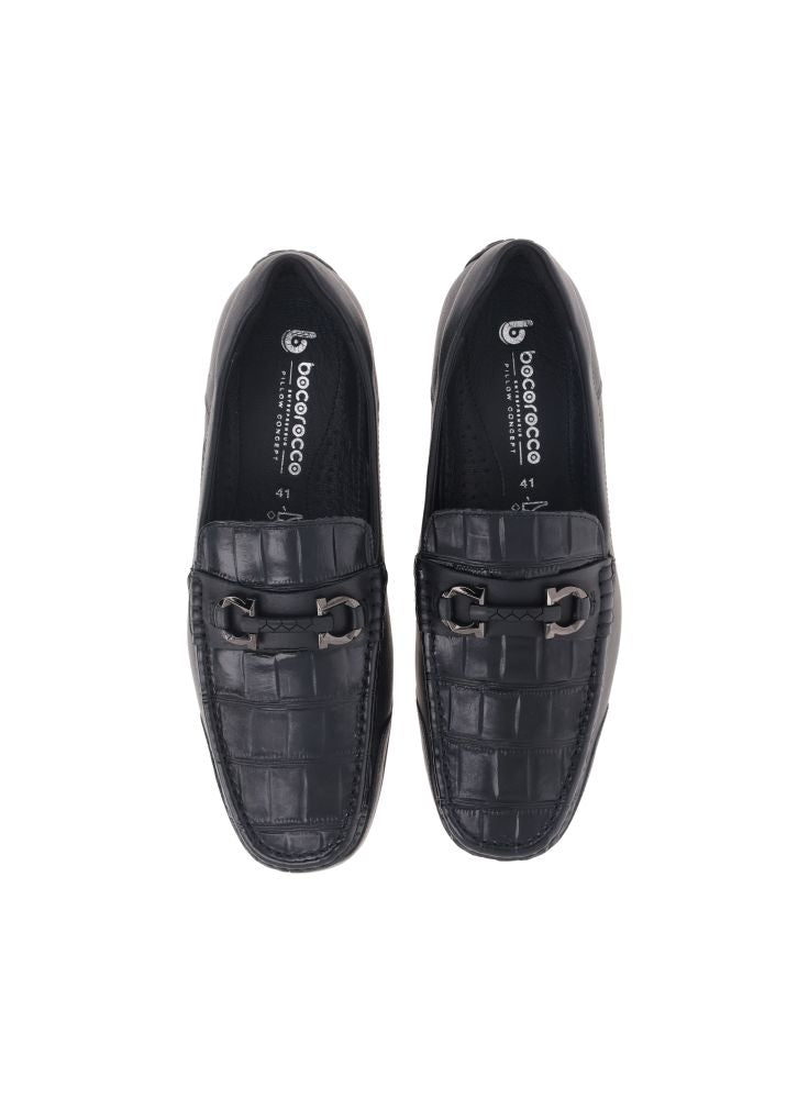 Bocorocco U. Falco Cal 09 Nero - Sepatu Loafers Pria Kulit Formal Daily Casual - Halal & Nyaman