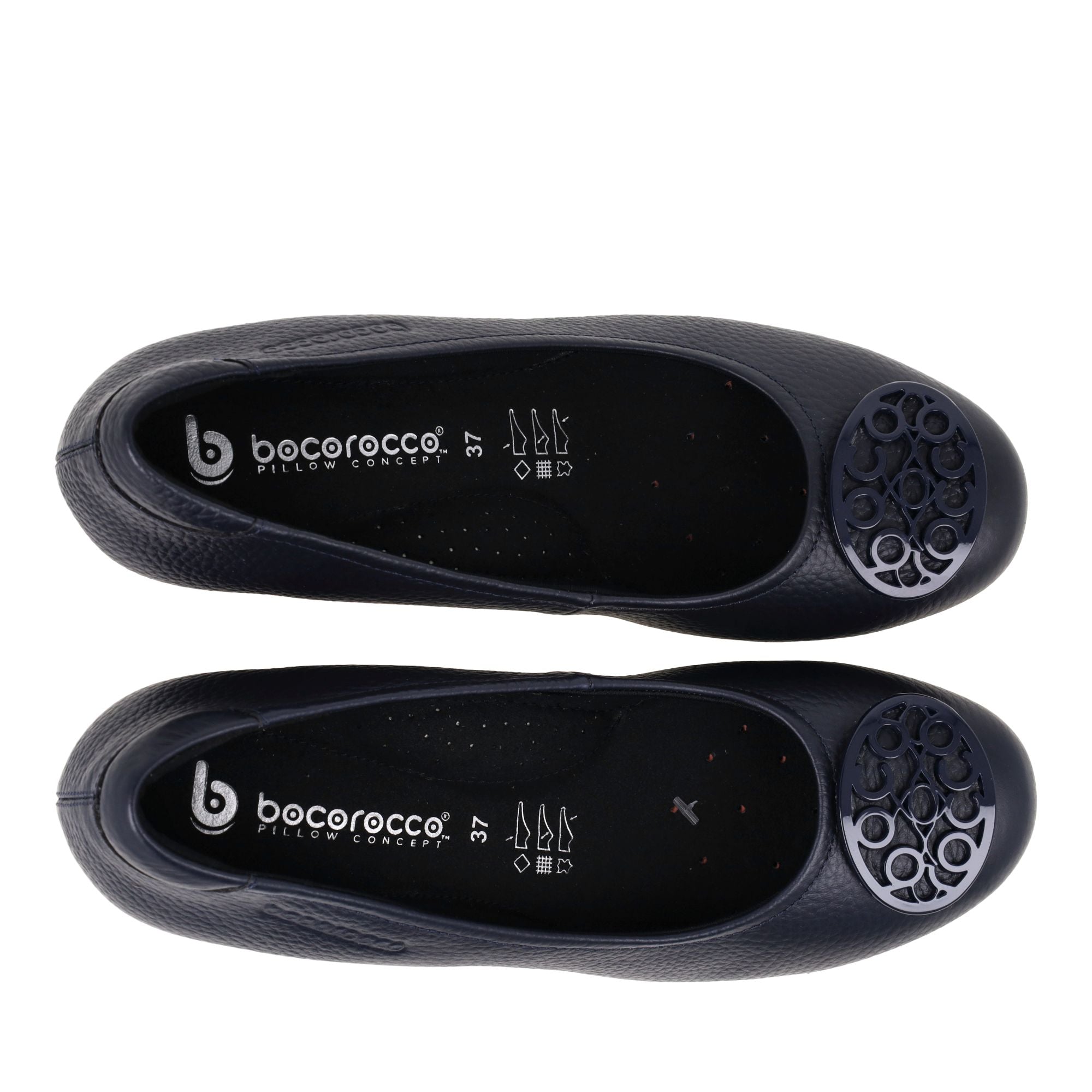 D. Bologna 199 Navy scuro - Wedges Kulit Asli Warna Hitam