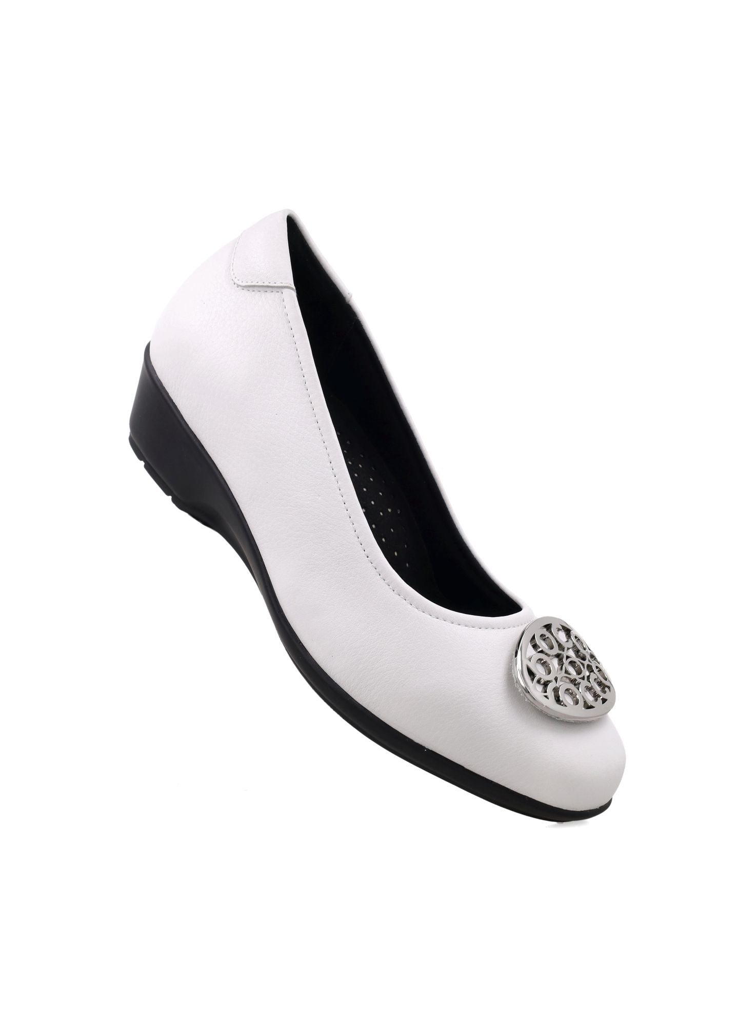 D. Arabela 08 Bianco - Wedges Kulit Asli warna Putih