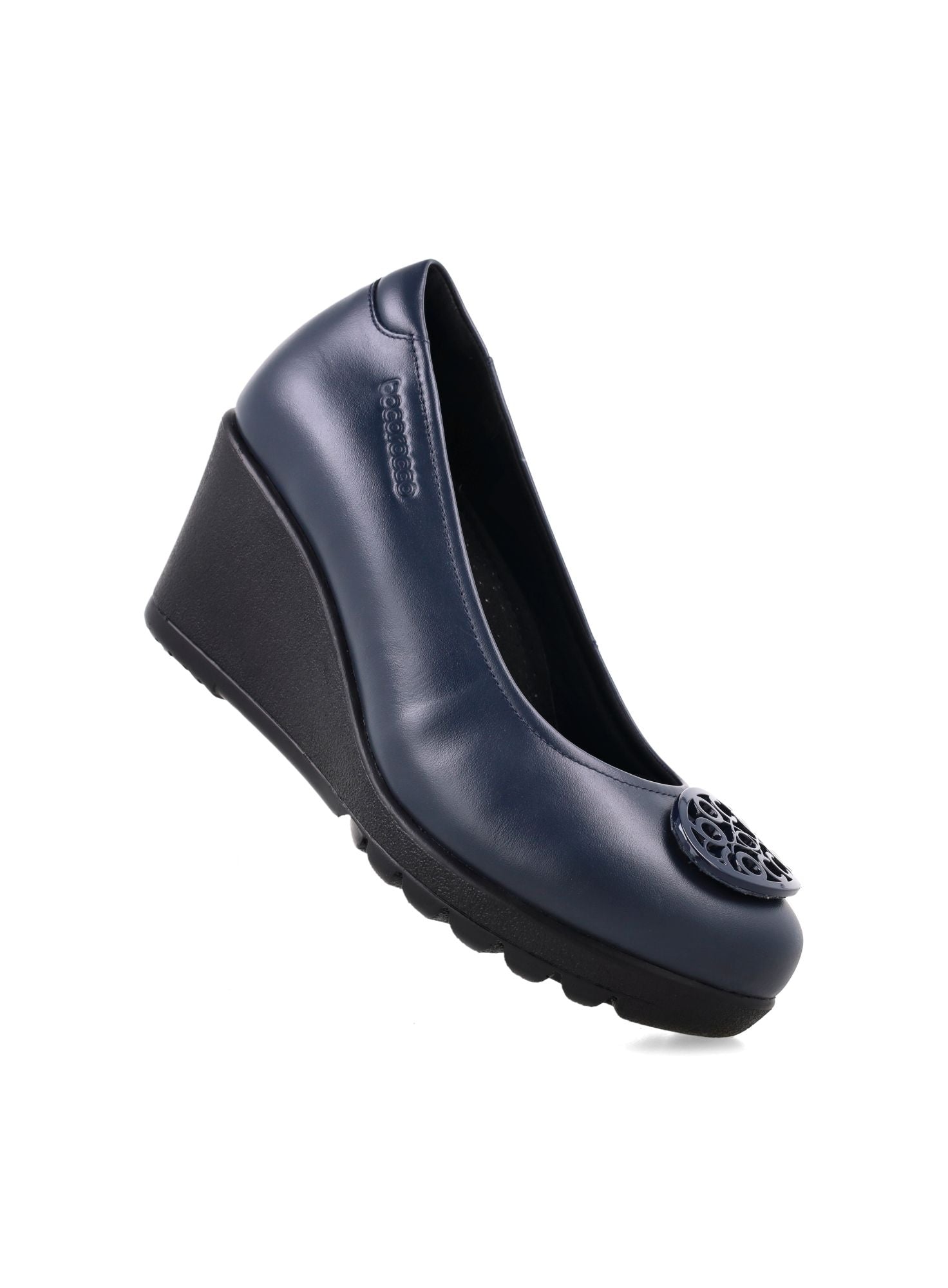 Bocorocco D. Bologna 199 Navy - Wedges Kulit Asli Warna Hitam