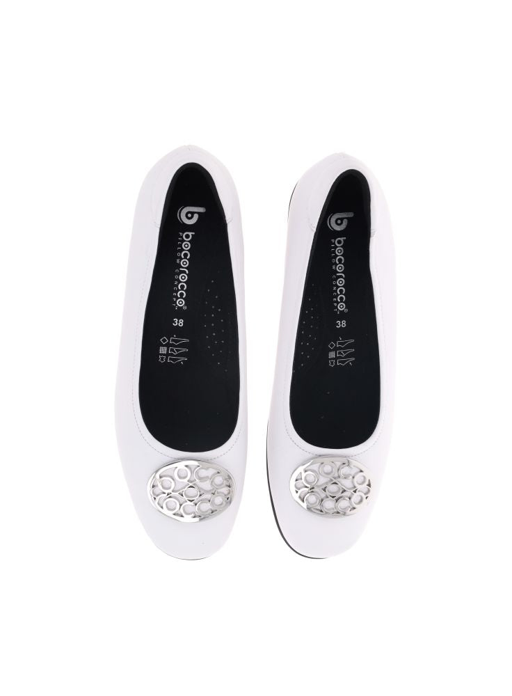 D. Arabela 08 Bianco - Wedges Kulit Asli warna Putih