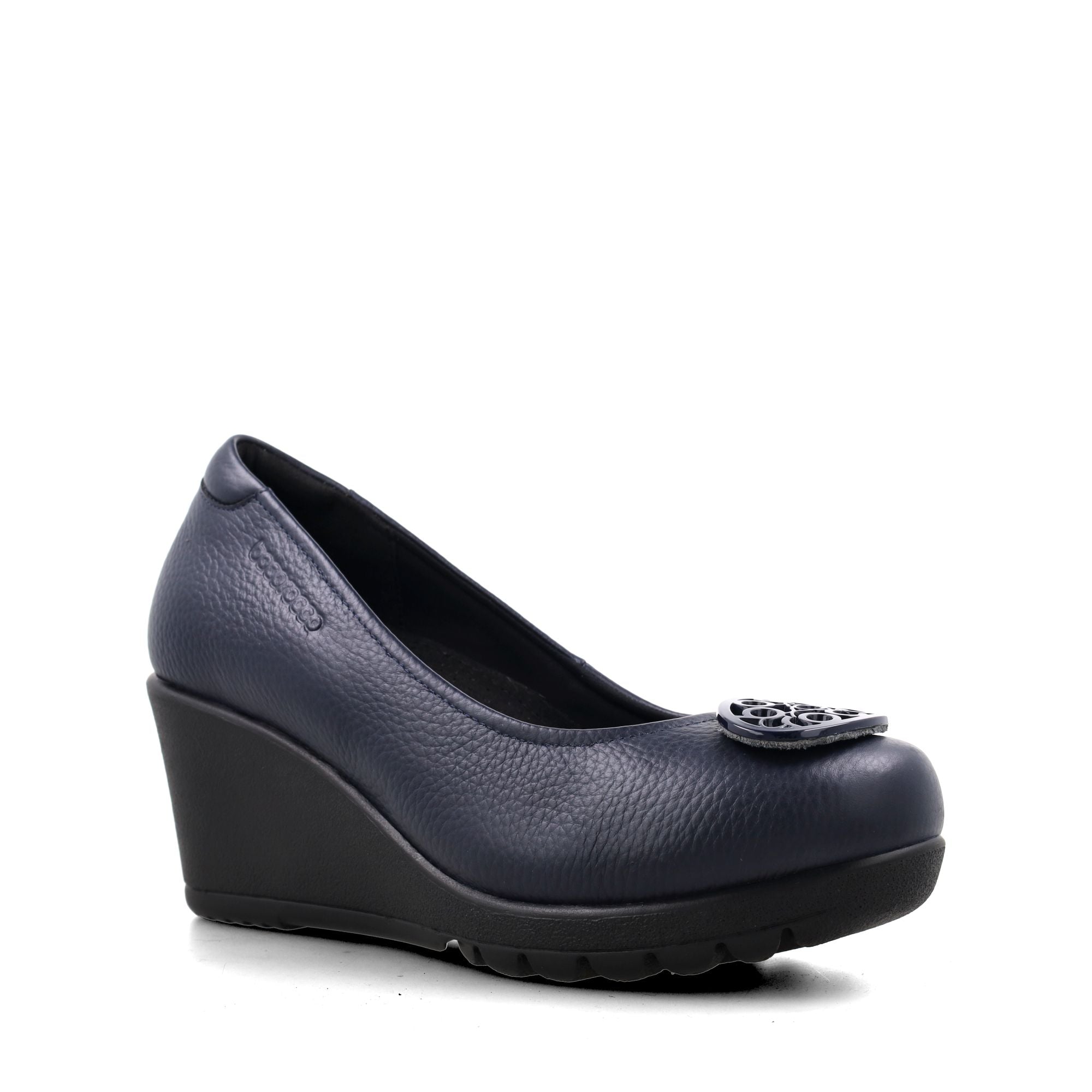 D. Bologna 199 Navy scuro - Wedges Kulit Asli Warna Hitam