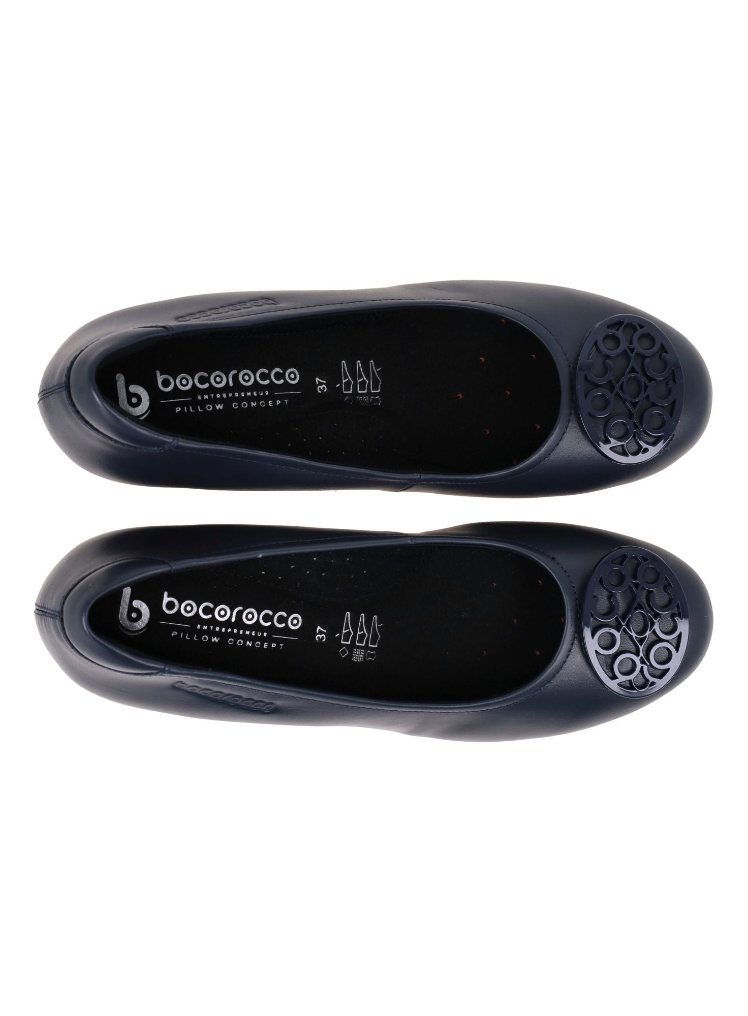 Bocorocco D. Bologna 199 Navy - Wedges Kulit Asli Warna Hitam