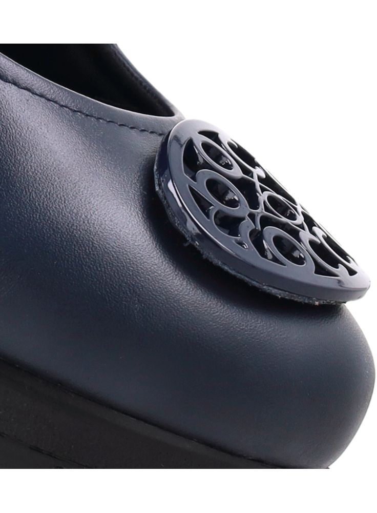 Bocorocco D. Bologna 199 Navy - Wedges Kulit Asli Warna Hitam