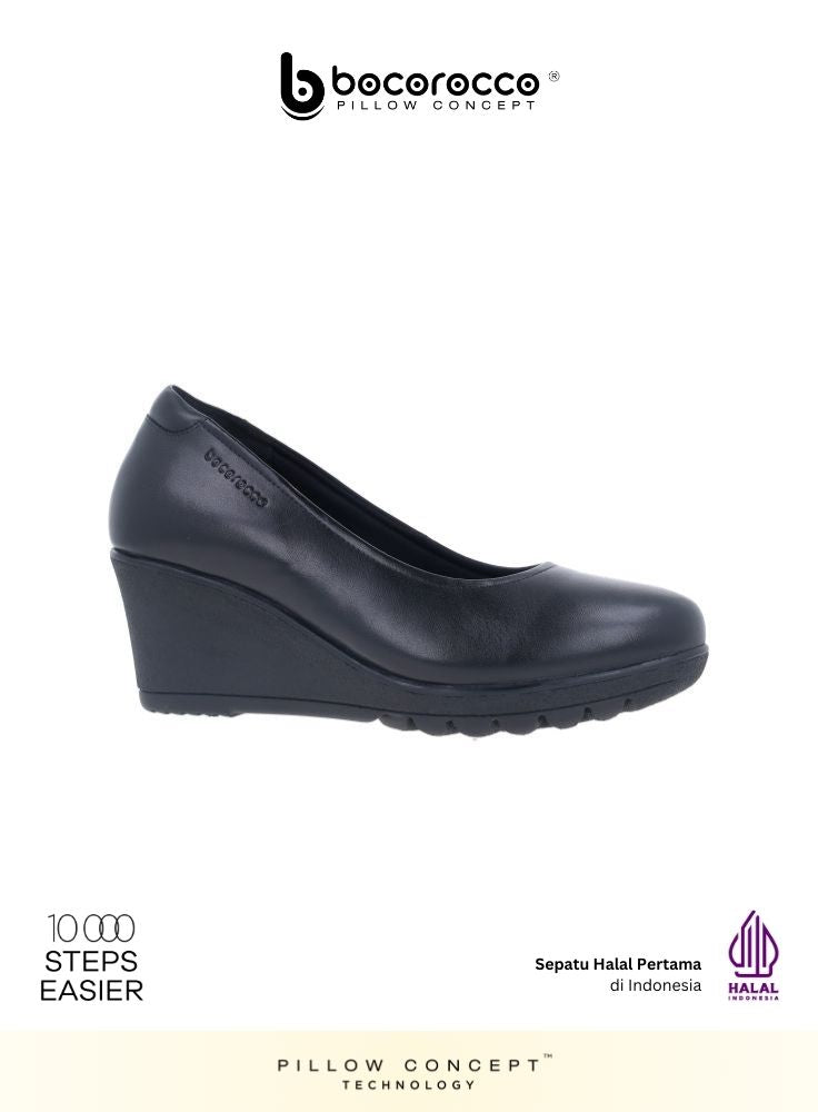 D. Bologna 99 Nero - Wedges Kulit Asli Hitam