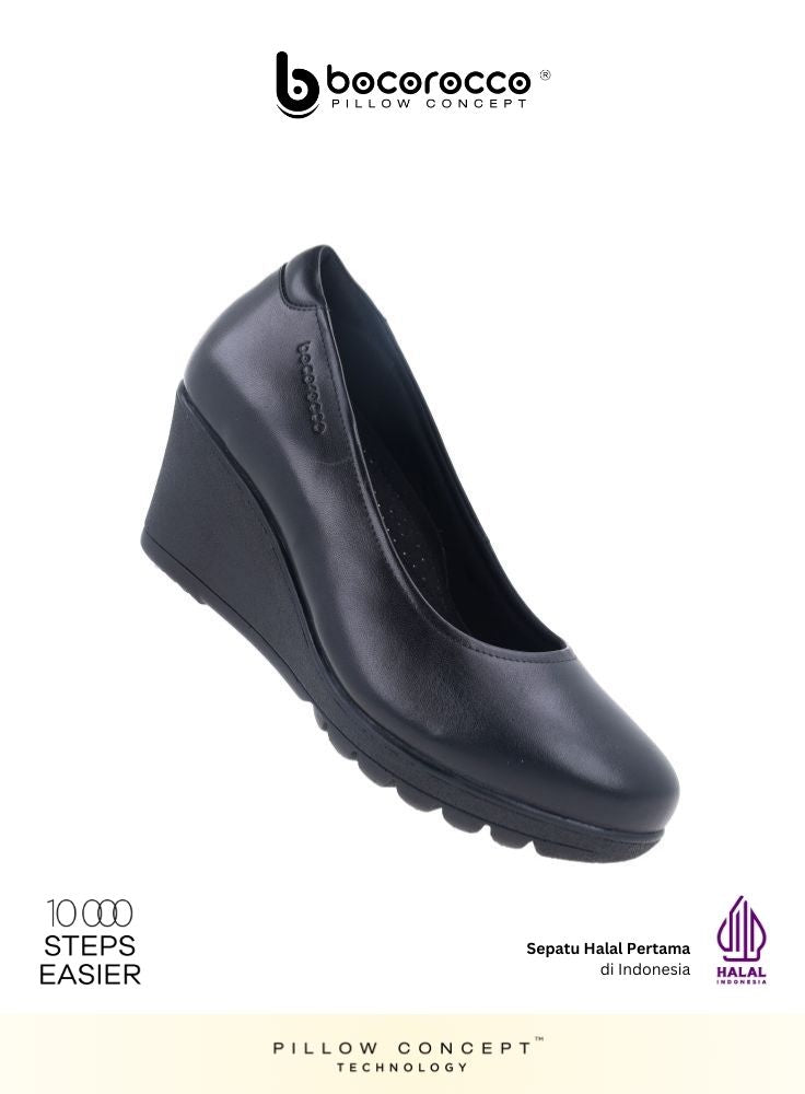 D. Bologna 99 Nero - Wedges Kulit Asli Hitam