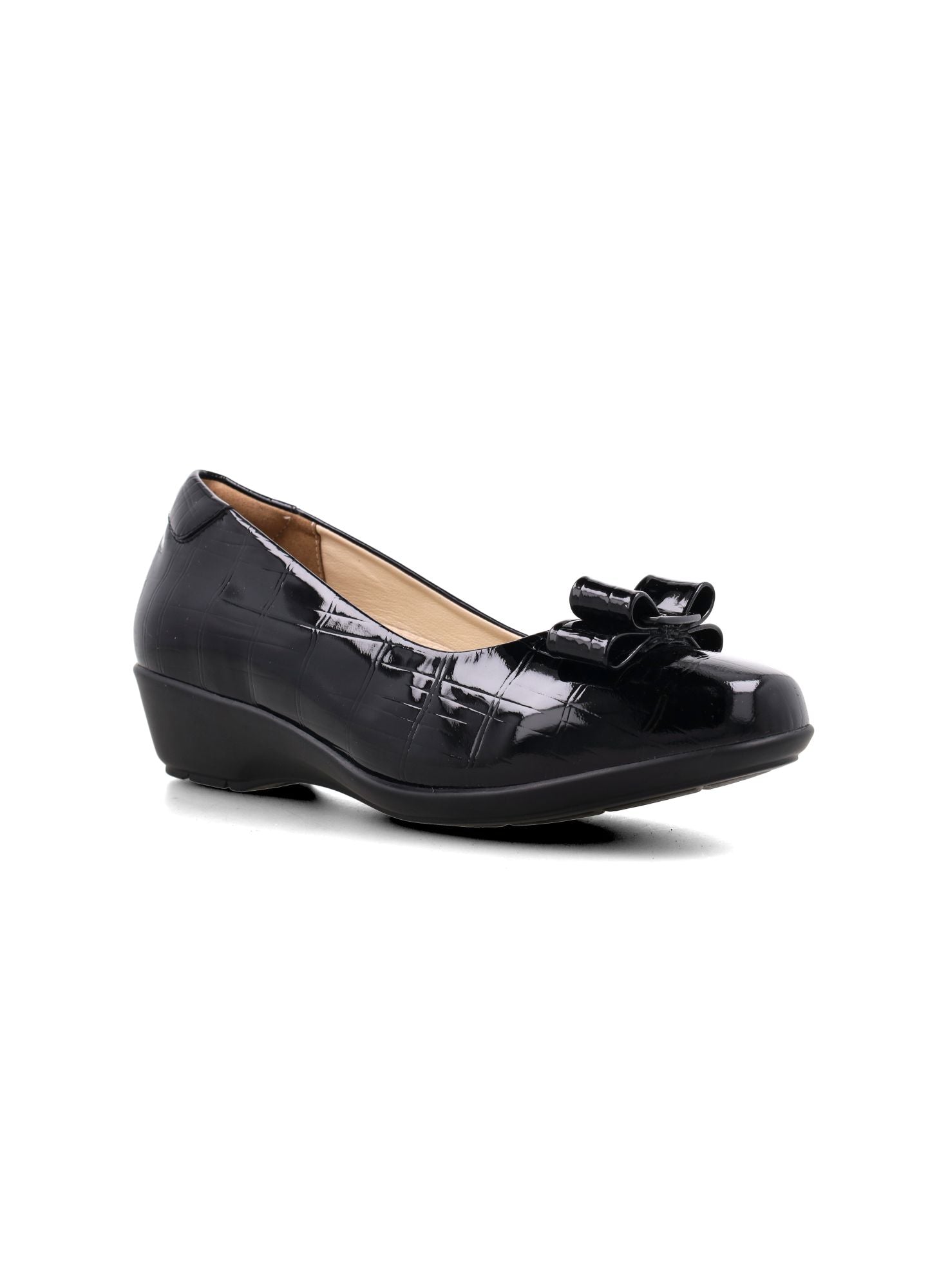 D. Arabela 39 Nero - Wedges Kulit Asli