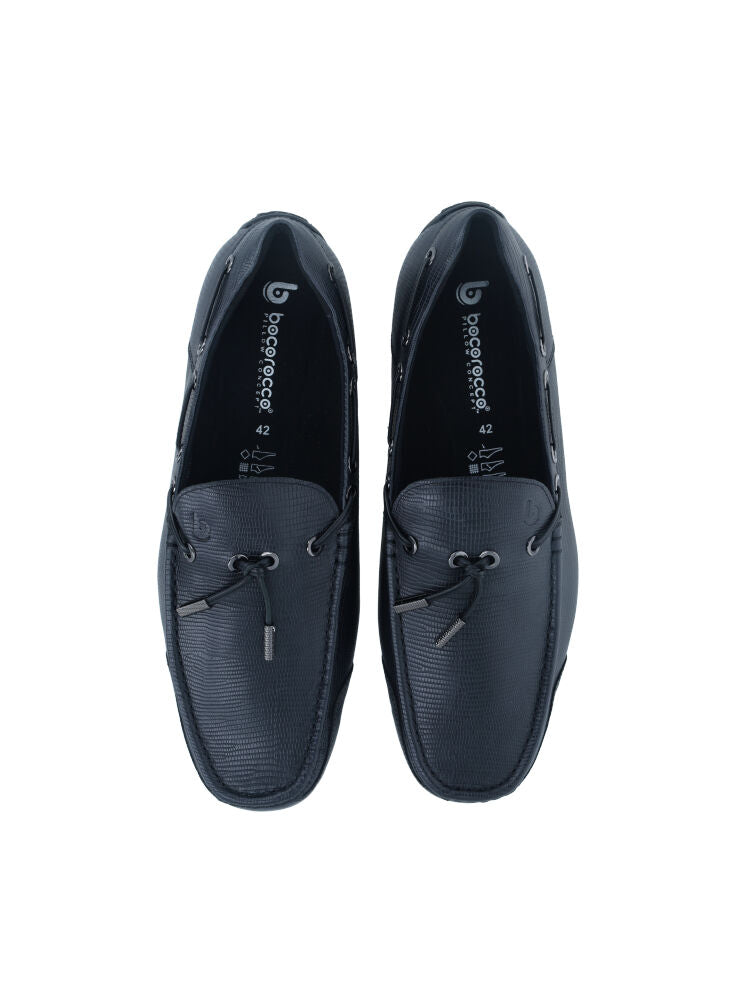 Bocorocco U. Falco Cal 307 Nero - Sepatu Loafers Pria Bahan Kulit Asli
