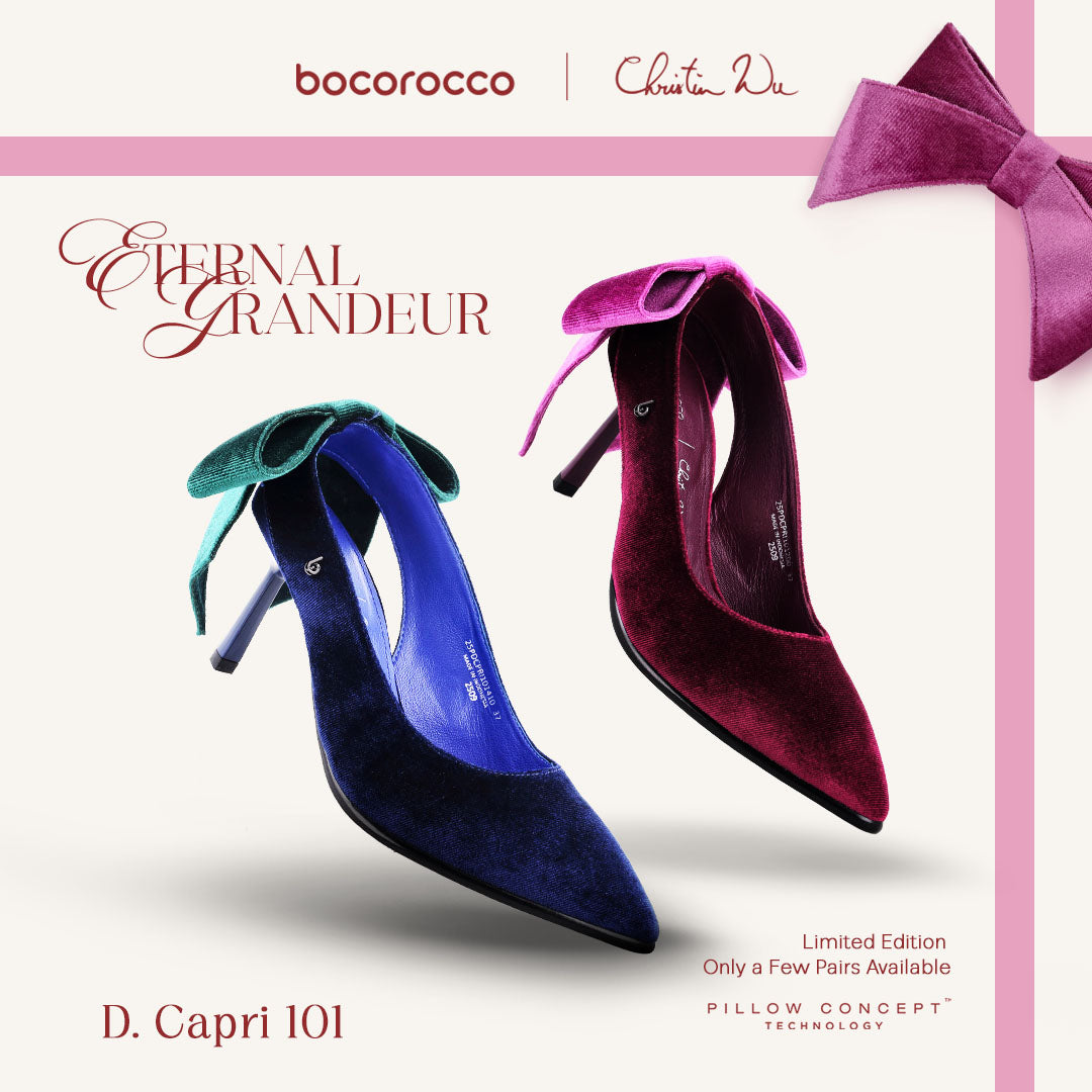 Bocorocco x Christin Wu D. Capri 101 - Sepatu Heels Velvet Pump Shoes Pita - Nyaman & Halal