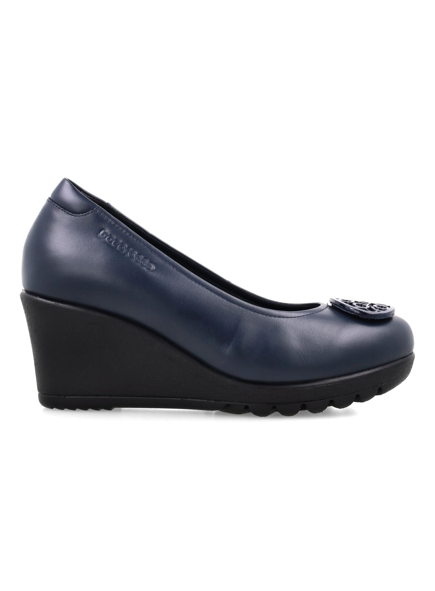 Bocorocco D. Bologna 199 Navy - Wedges Kulit Asli Warna Hitam