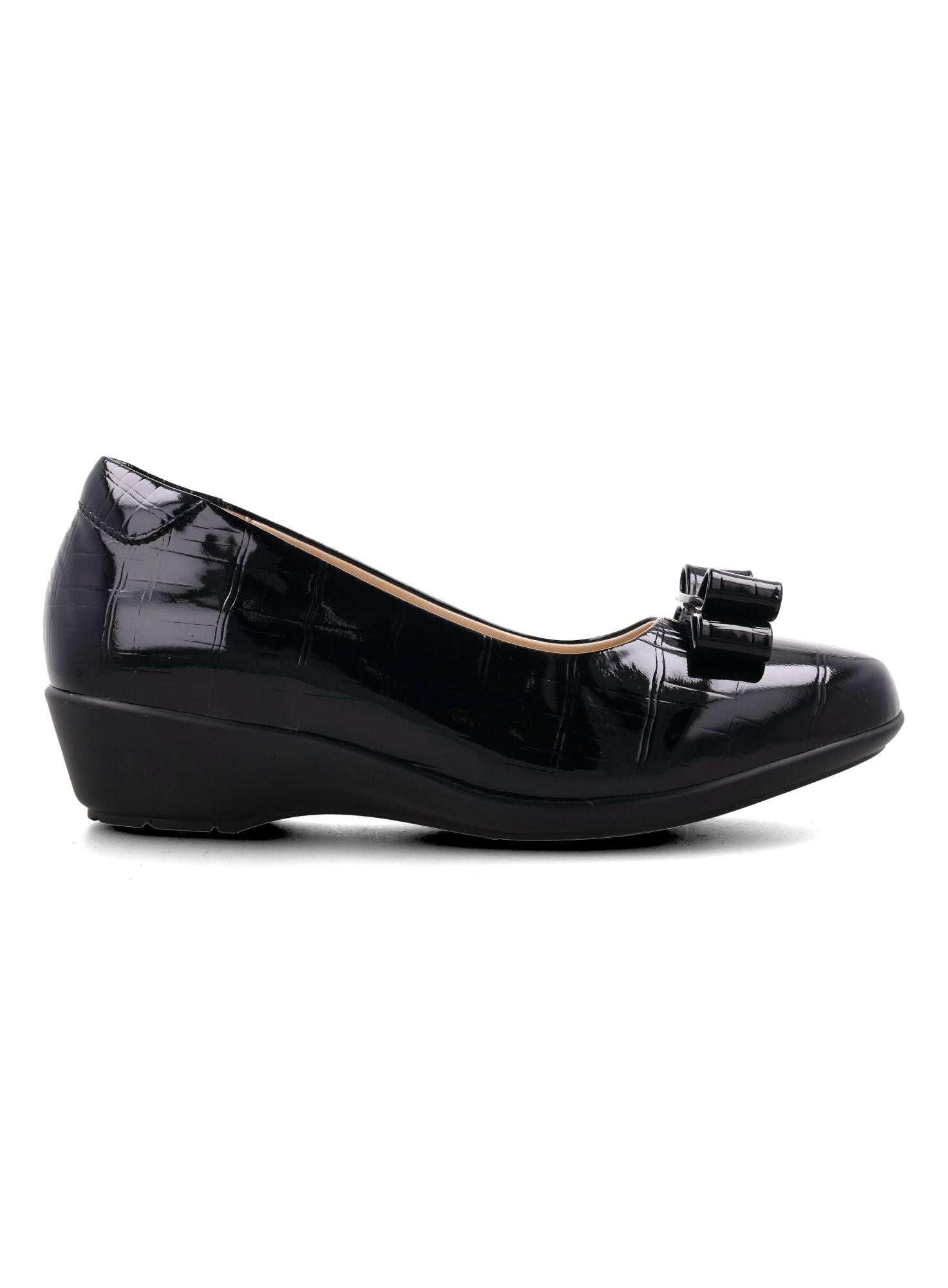 D. Arabela 39 Nero - Wedges Kulit Asli