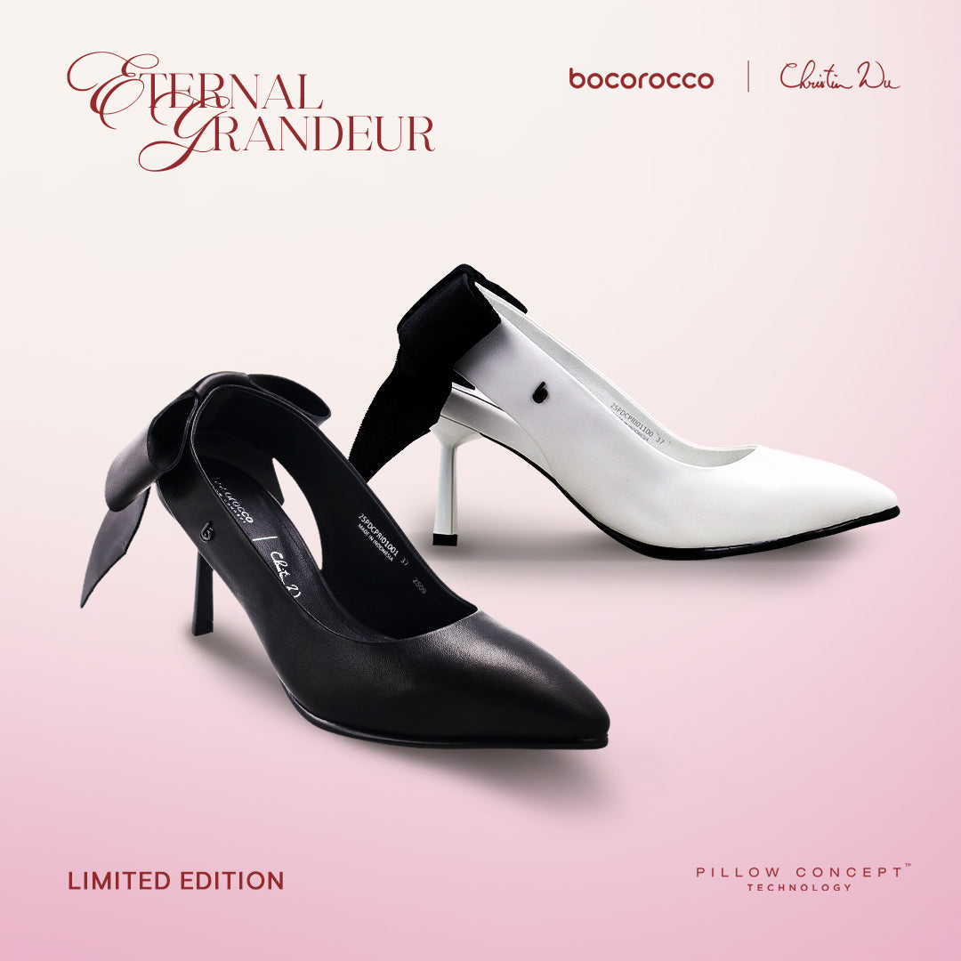 Bocorocco x Christin Wu D. Capri 01 - Sepatu Heels Pump Shoes 7cm Pita Beludru Kulit Kambing - Nyaman & Halal