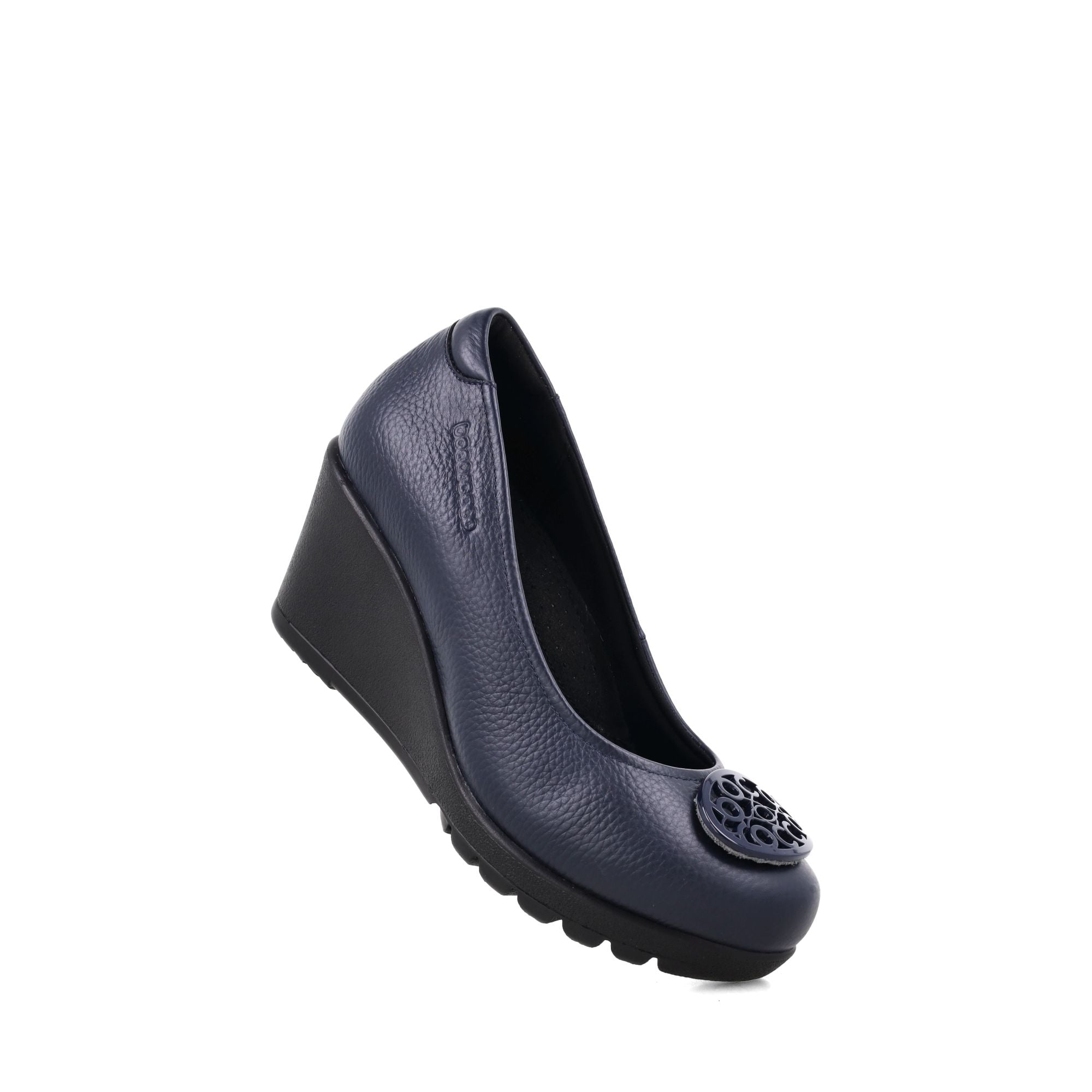 D. Bologna 199 Navy scuro - Wedges Kulit Asli Warna Hitam