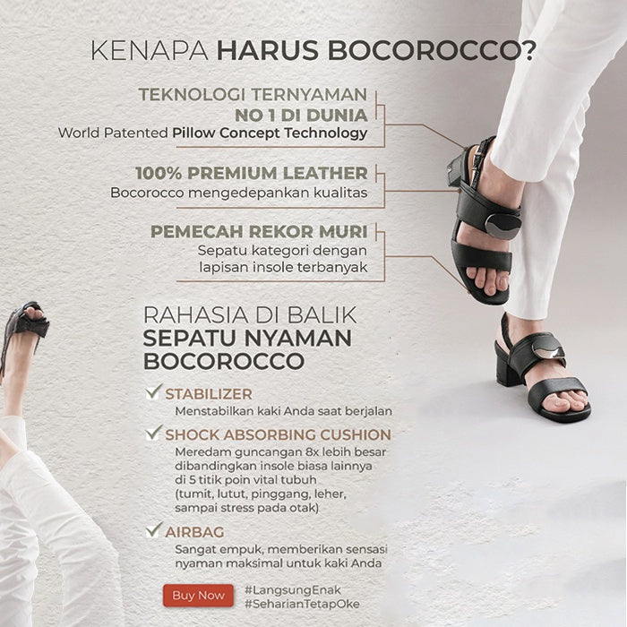 Bocorocco D.Bologna 25 Nero Size 38  - Sepatu Formal Wanita Wedges