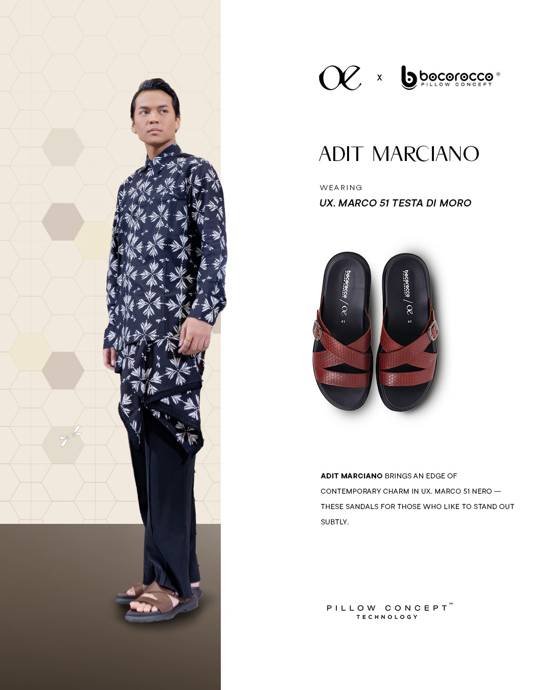 Adit Marciano wearing UX. MARCO 51 TESTA DI MORO - Bocorocco x OE Sangga