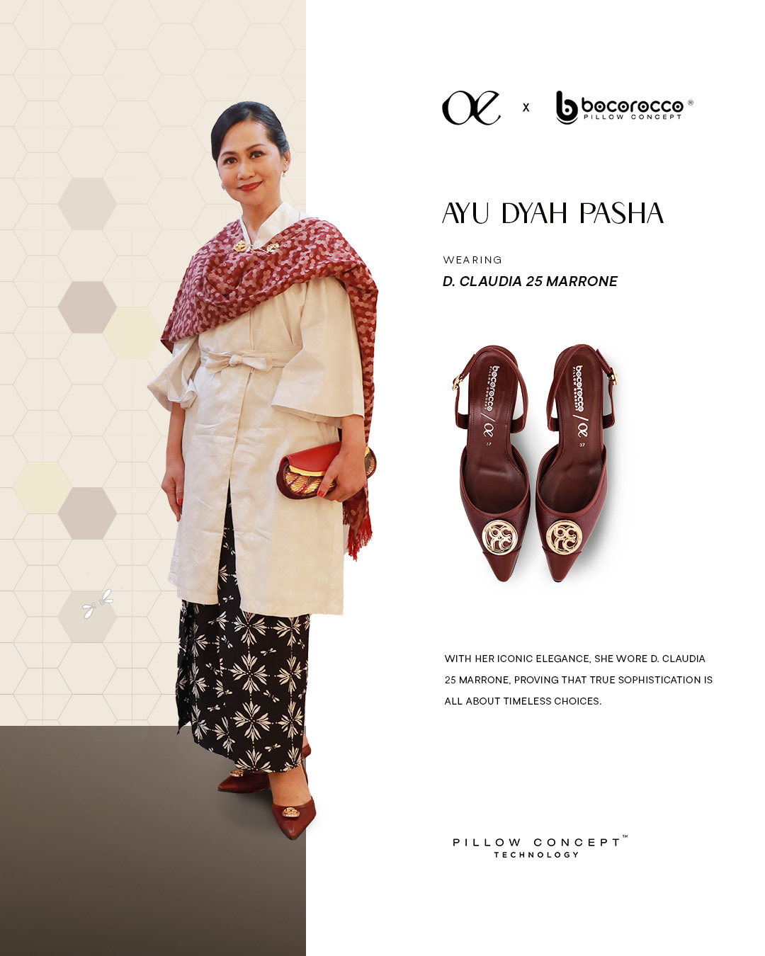Ayu Dyah Pasha wearing D. CLAUDIA 25 MARRONE - Bocorocco x OE Sangga